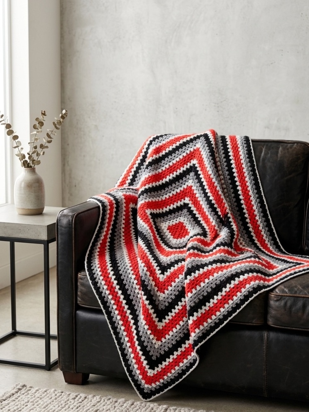 Vintage Handmade Knit Granny Quilt Chunky Blanket Mikes Basement Stranger Things